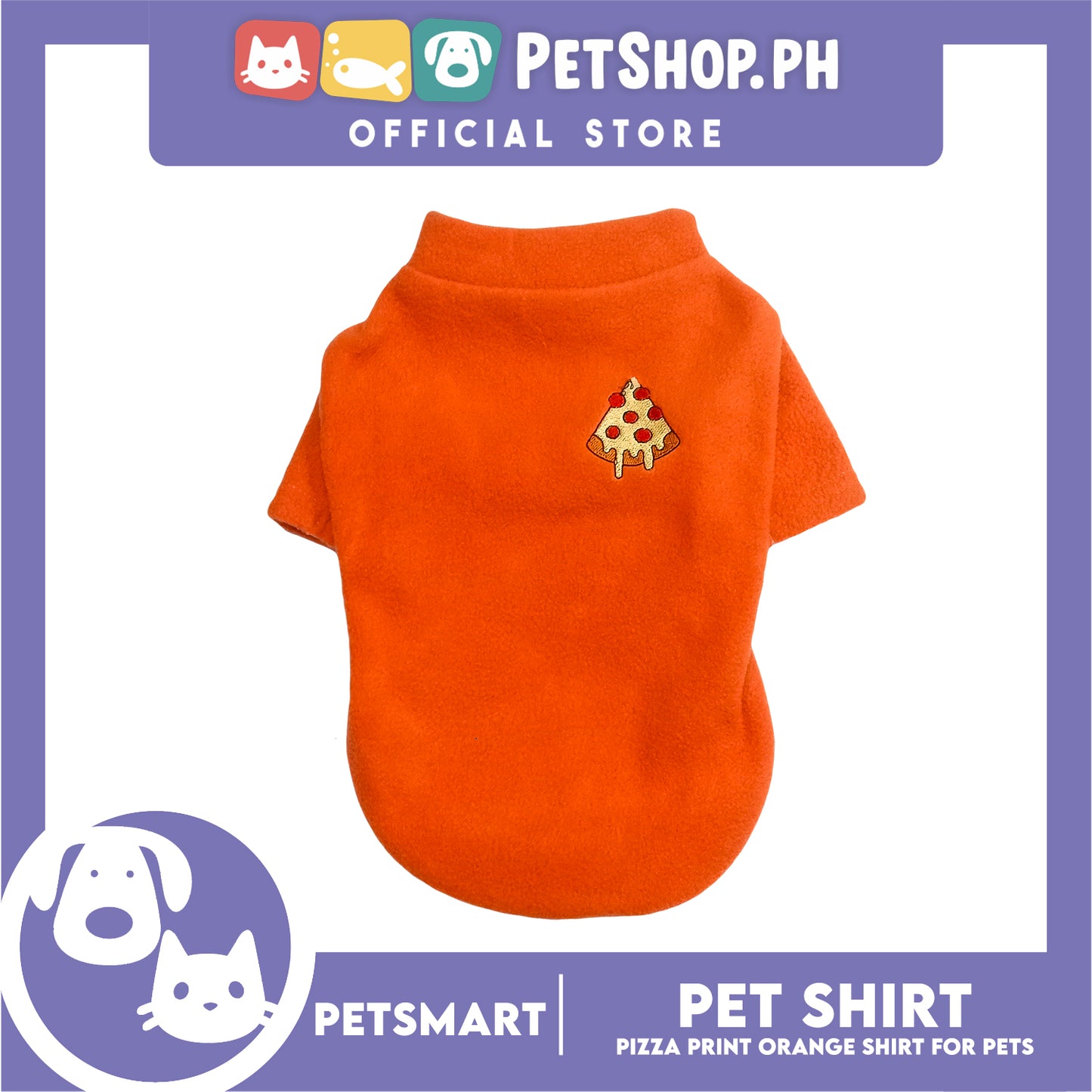 Pet Shirt Pizza Print Orange (Large) for Cats and Dogs Pet Clothes