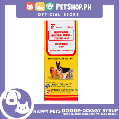 Happy Pets Doggy Doggy Syrup, Multivitamins + Minerals + Taurine + Lysine HCL + CGF 120ml Enhancer for Cats and Dogs