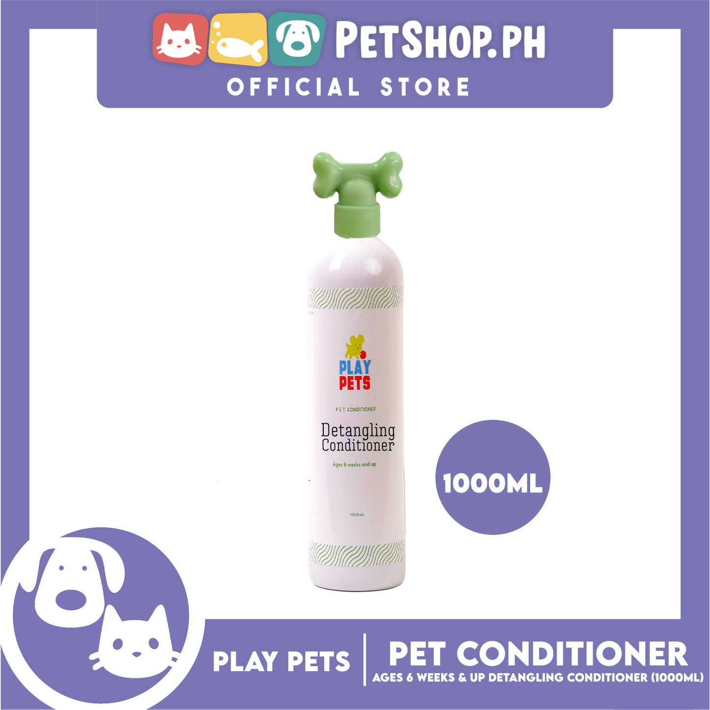Play Pets Detangling Conditioner 1000ml For All Types Of Dogs And Cats