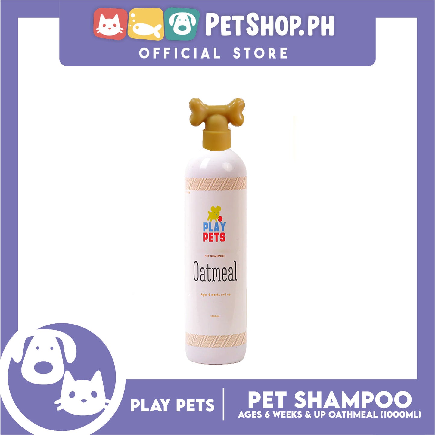 Play Pets Shampoo and Conditioner 1000ml (Oatmeal) For All Types Of Dogs And Cats
