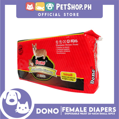 Dono Disposable Diapers Super Absorbent Small 16 pcs For Female Dogs