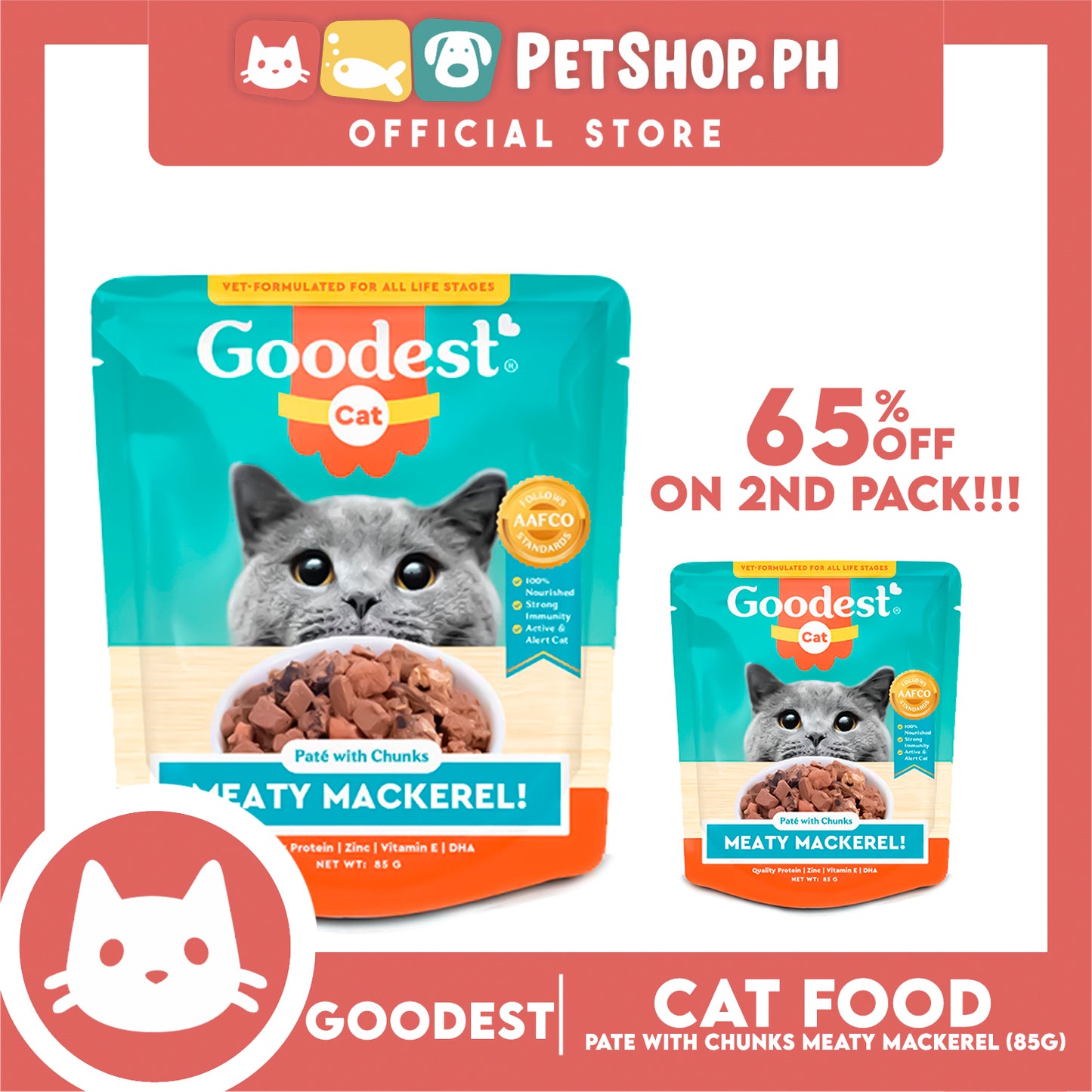 2pcs Goodest Cat Chicken Chomp Chunks In Gravy 85g Wet Cat Food