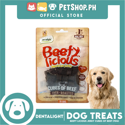 Dentalight Beefy Licious Premium Jerky (Cubes of Beef) Oven-roasted 70grams