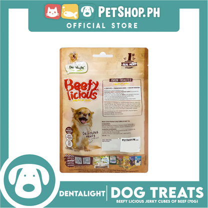 Dentalight Beefy Licious Premium Jerky (Cubes of Beef) Oven-roasted 70grams
