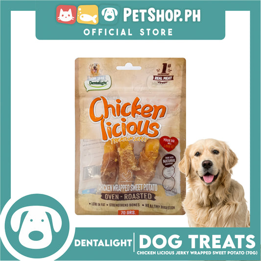 Dentalight Chicken Licious Premium Jerky  (Chicken Wrapped Sweet Potato) Oven-roasted 70grams