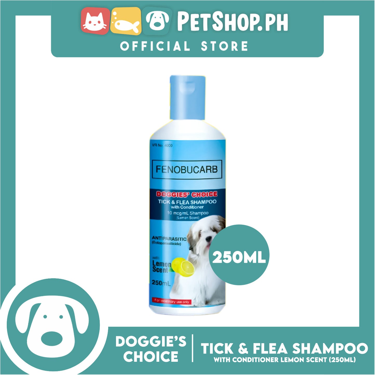 Doggies' Choice Tick and Flea Shampoo with Conditioner (Lemon Scent) 250ml