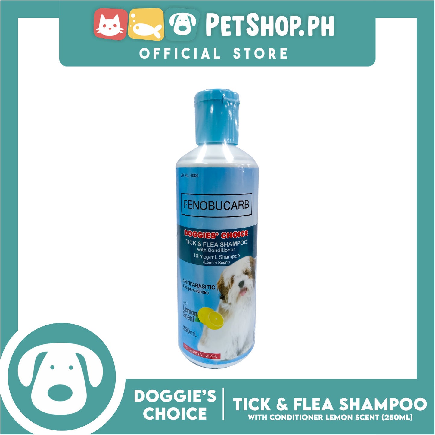 Doggies' Choice Tick and Flea Shampoo with Conditioner (Lemon Scent) 250ml