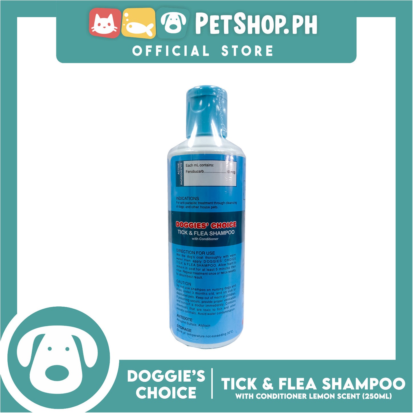 Doggies' Choice Tick and Flea Shampoo with Conditioner (Lemon Scent) 250ml