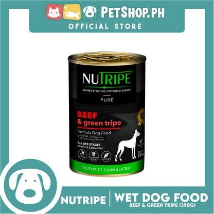 Nutripe Naturally Nourishing Nutrition Pure Beef And Green Tripe Formula Dog Food, Grain Free 390g Canned Food For Dog Adult, Dog Wet Food