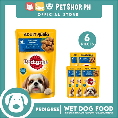 6pcs Pedigree Chicken Chunks Flavor In Gravy 130g Dog Food Wet Food