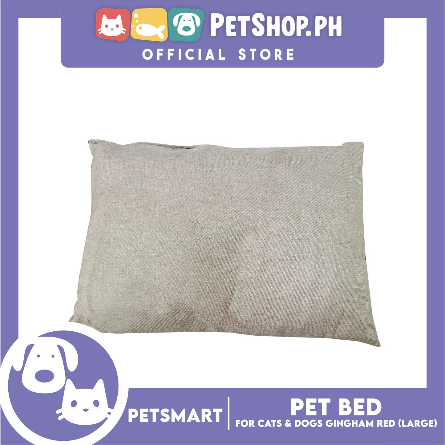 Pet Bed Cat Dog Bed Washable Gingham Red (Large) with removable cushion