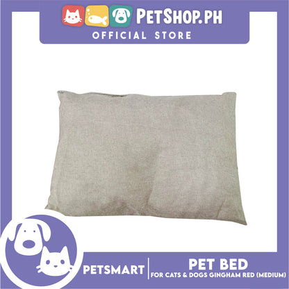 Pet Bed Cat Dog Bed Washable Gingham Red (Medium) with removable cushion