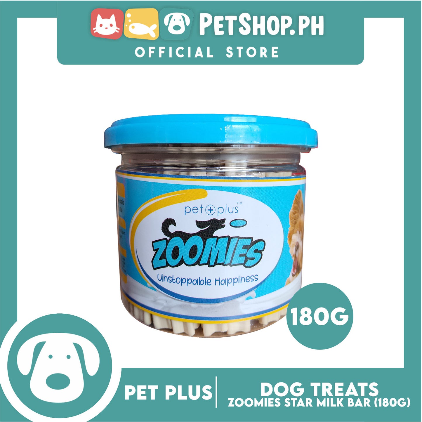 Pet Plus Zoomies Star Milk Bars Dog Treat 180g
