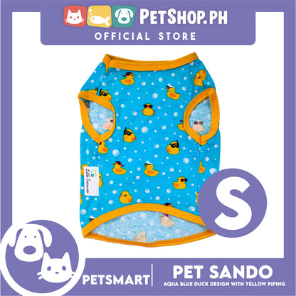 Pet Sando Ducks Design, Aqua Blue with Yellow Piping Color (Small) Perfect Fit For Dogs And Cats