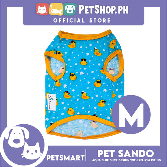 Pet Sando Ducks Design, Aqua Blue with Yellow Piping Color (Medium) Perfect Fit For Dogs And Cats