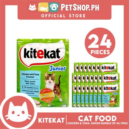 24pcs Kitekat Wet Cat Food in Pouch for Junior 70g (Chicken and Tuna)