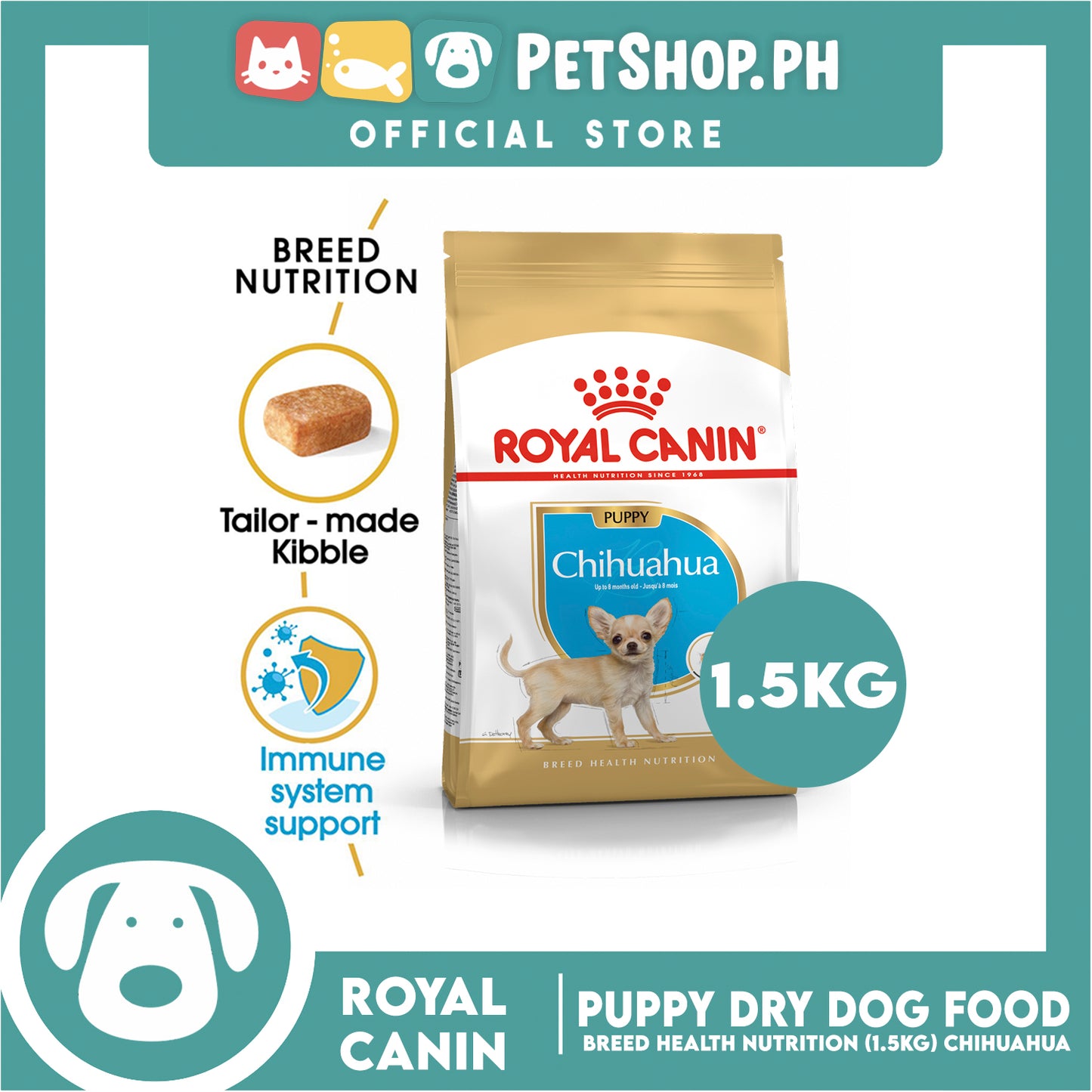 Royal Canin Chihuahua Puppy (1.5kg) Dry Dog Food - Breed Health Nutrition
