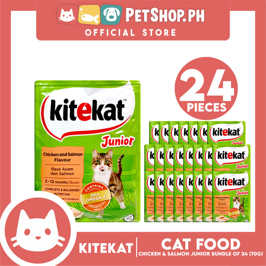 24pcs Kitekat Wet Cat Food in Pouch Junior 70g (Chicken and Salmon)