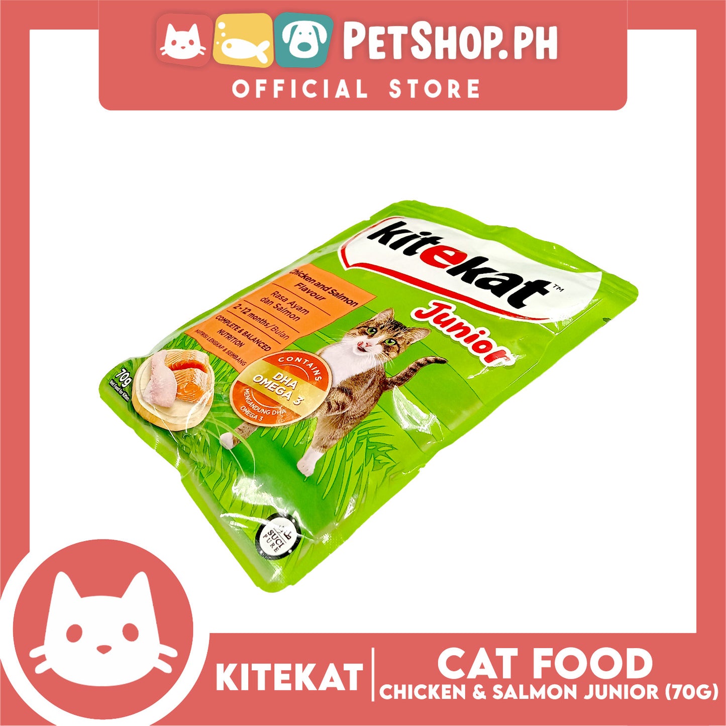 6pcs Kitekat Wet Cat Food in Pouch Junior 70g (Chicken and Salmon)