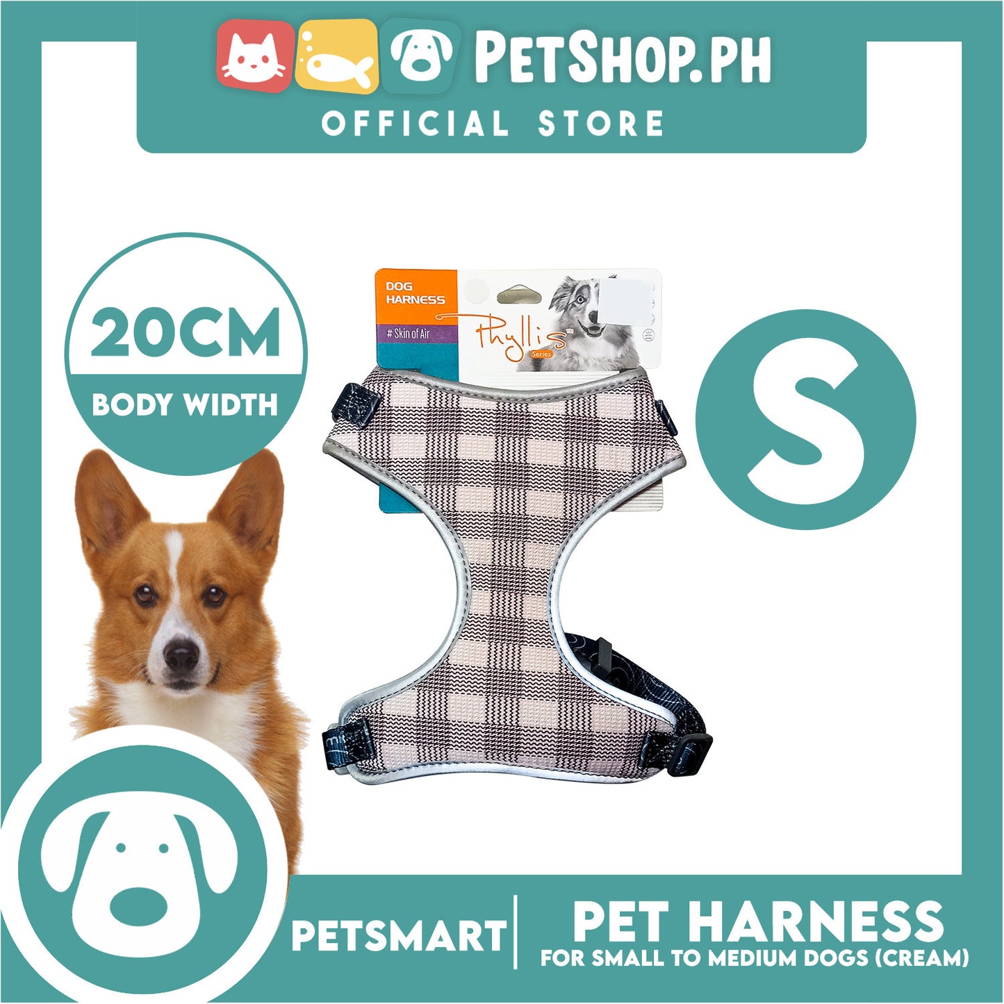 Pet Harness Premium Pattern Design (Cream) for Dogs Small Size