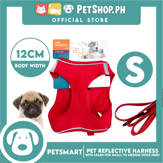 Pet Reflective Harness with Leash for Dogs Small Size (Red)