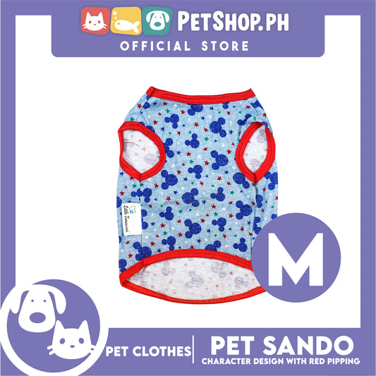 Pet Sando Blue and Green Stars Print with Red Piping Pet Clothes (Medium) Perfect Fit for Dogs