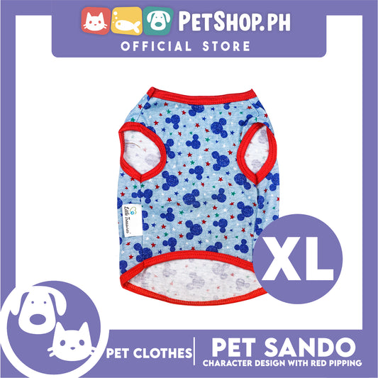 Pet Sando Blue and Green Stars Print with Red Piping Pet Clothes (Extra Large) Perfect Fit for Dogs