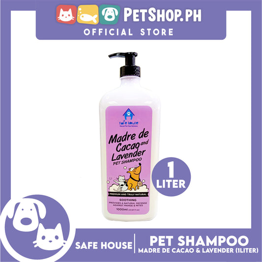 Safe House Natural Pet Care Solutions Pet Shampoo 1000ml (Madre de Cacao and Lavender) Soothing