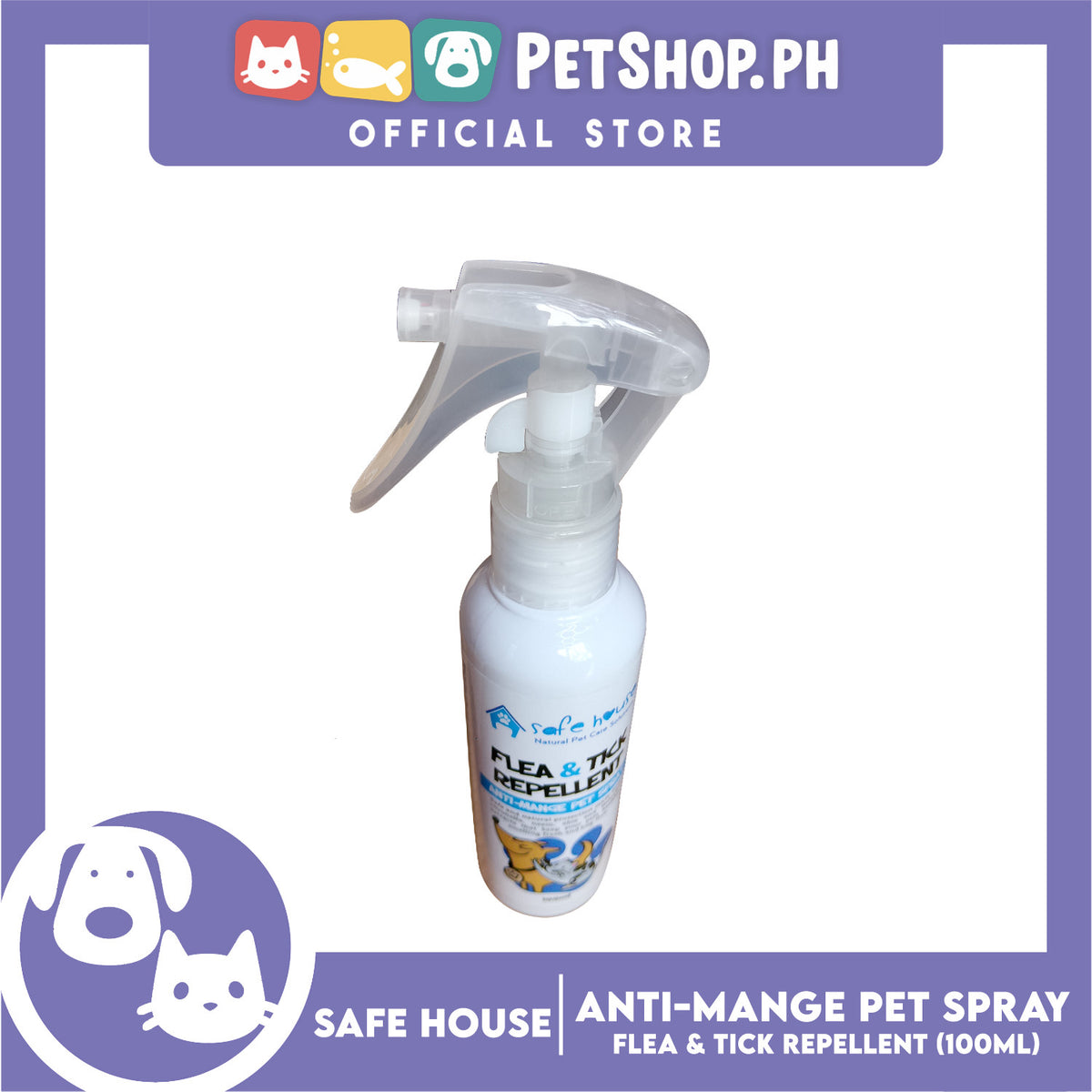 Safe House Natural Pet Care Solutions Flea and tick Repellent Pet Spray 100ml