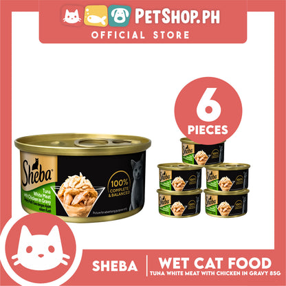 6pcs Sheba Succulent Tuna and Snapper in Gravy 85g Grain-Free Cat Wet Food