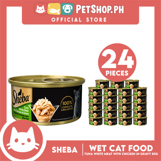 24pcs Sheba Succulent Tuna and Snapper in Gravy 85g Grain-Free Cat Wet Food