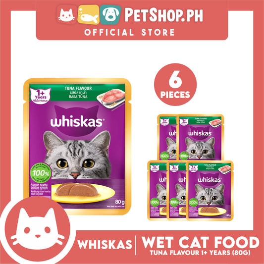 6pcs Whiskas Tuna Pouch Wet Cat Food 80g Tuna Flavour