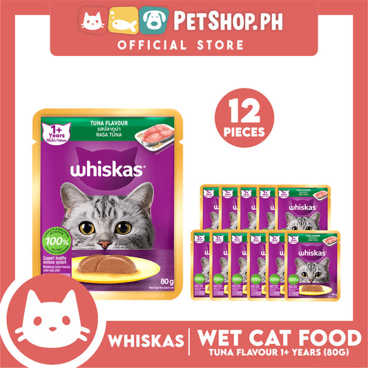 12pcs Whiskas Tuna Pouch Wet Cat Food 80g Tuna Flavour