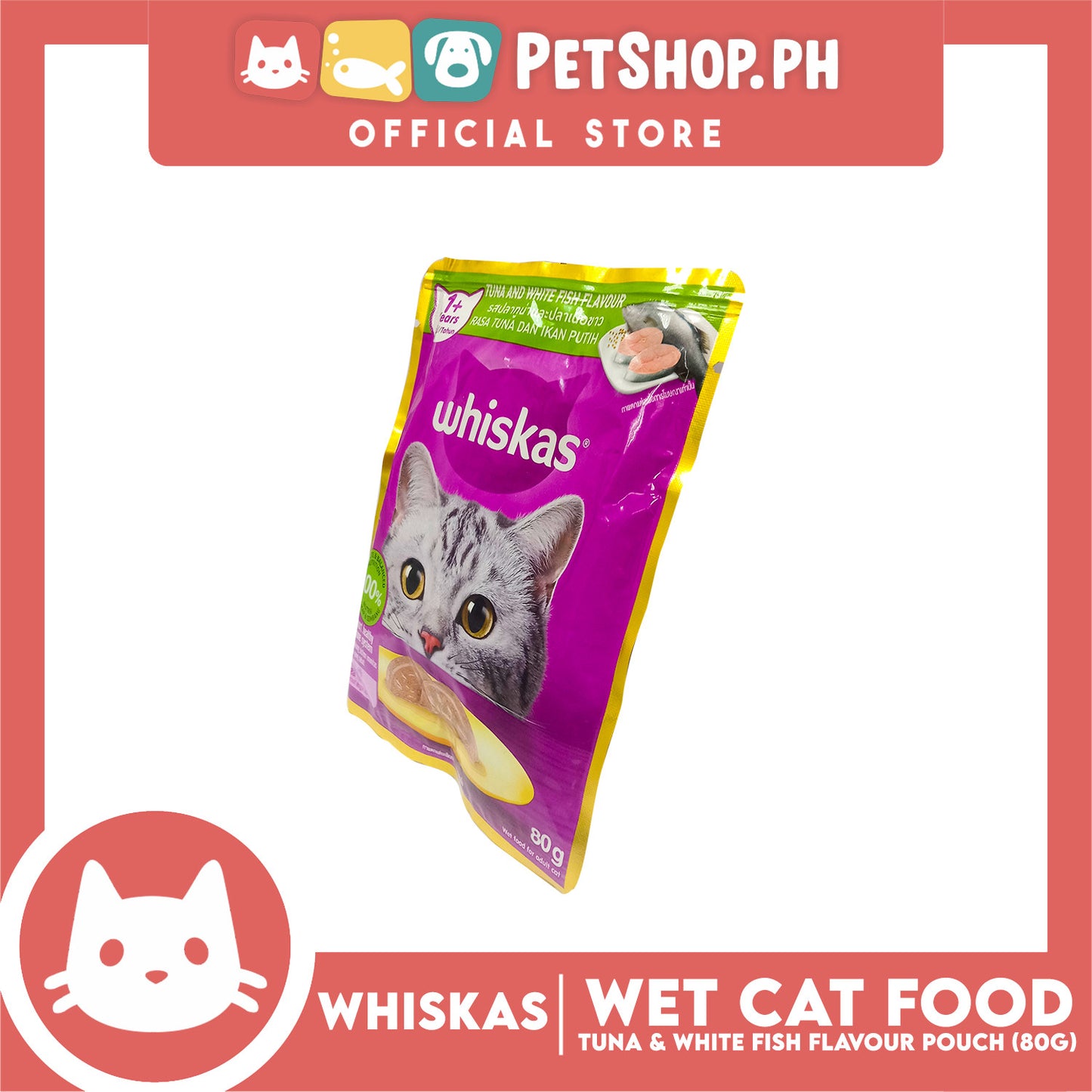 Whiskas Tuna and White Fish Pouch Cat Wet Food 80g