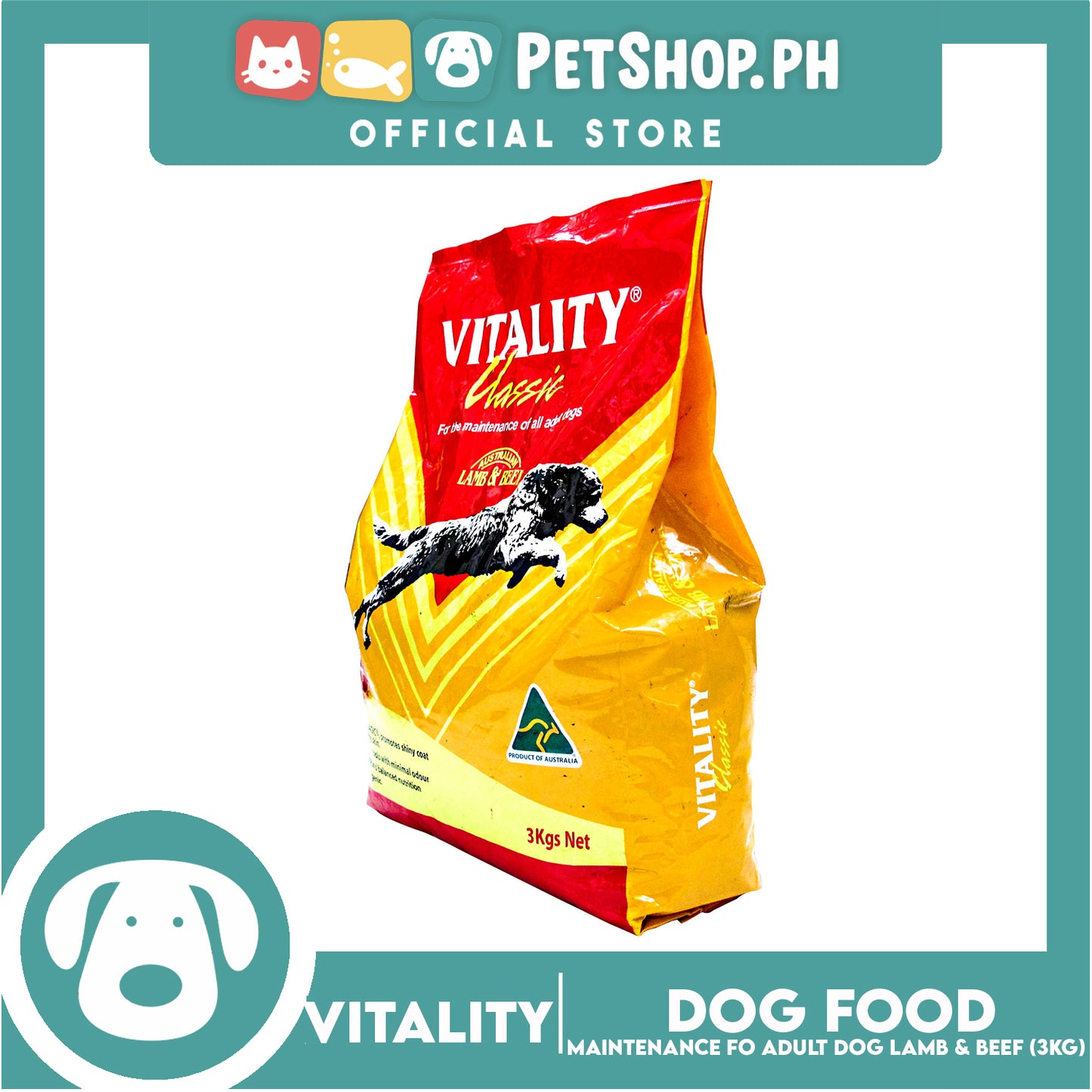 Vitality Classic Dog Food 3kg Super Premium Dog Food For Adult Dogs (Lamb And Beef) Dog Dry Food