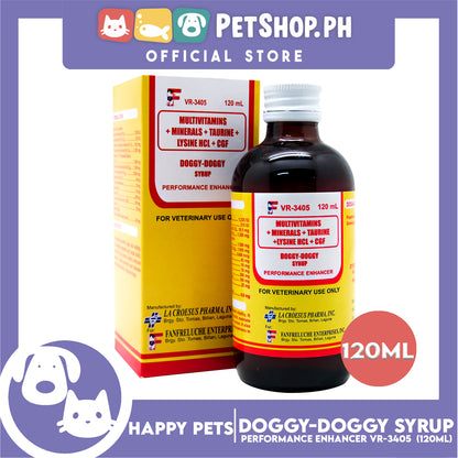 Happy Pets Doggy Doggy Syrup, Multivitamins + Minerals + Taurine + Lysine HCL + CGF 120ml Enhancer for Cats and Dogs