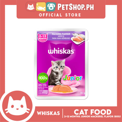12pcs Whiskas Junior Mackerel Pouch Wet Cat Food 80g