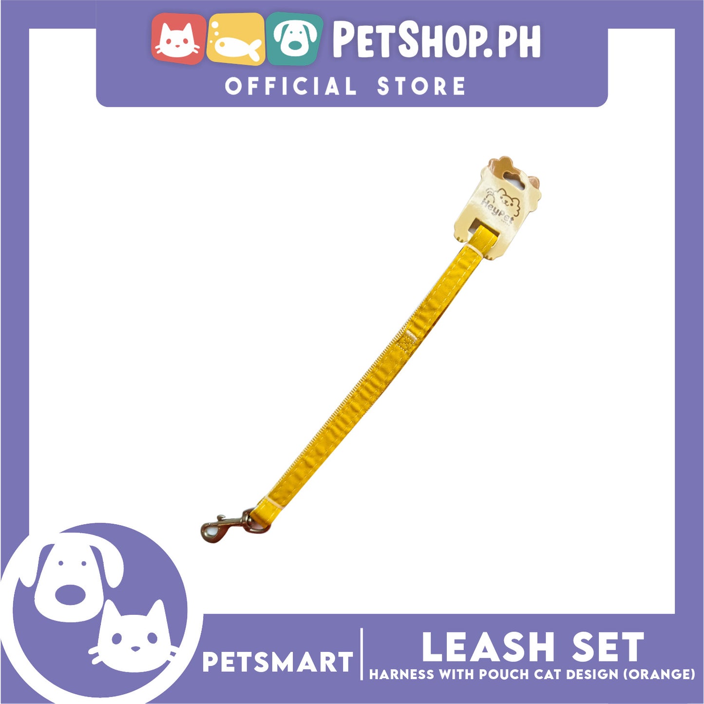 Pet Harness and Leash with Pouch For Small Dogs or Cats (Orange) Adjustable Size Cat Print Design