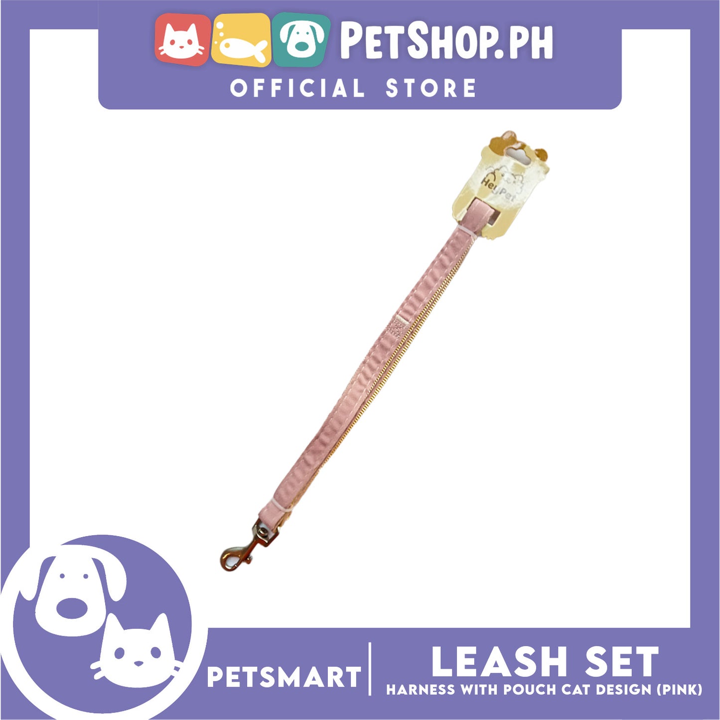 Pet Harness and Leash with Pouch For Small Dogs or Cats (Pink) Adjustable Size Cat Print Design