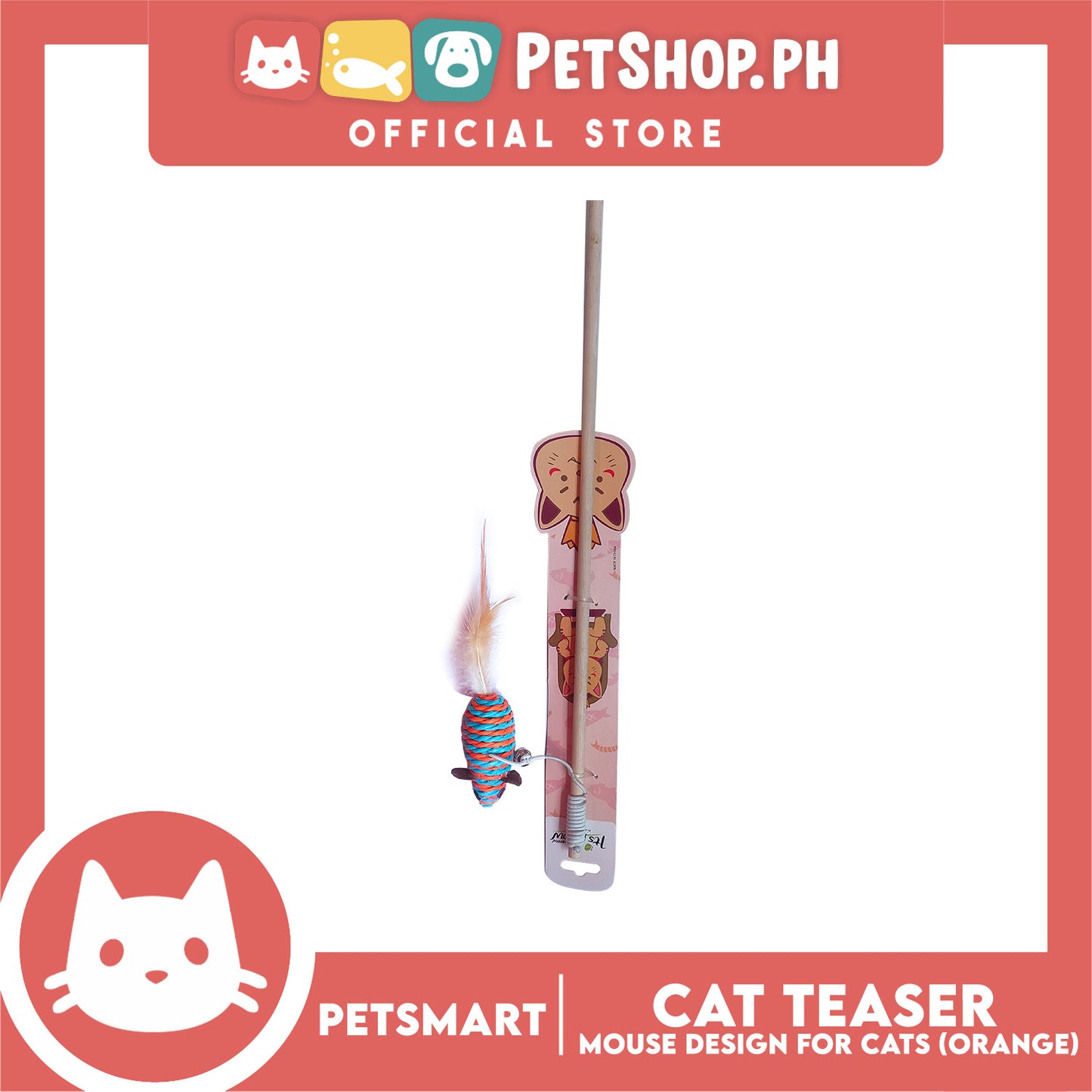 Pet Toy Cat Teaser Mouse Design (Orange)