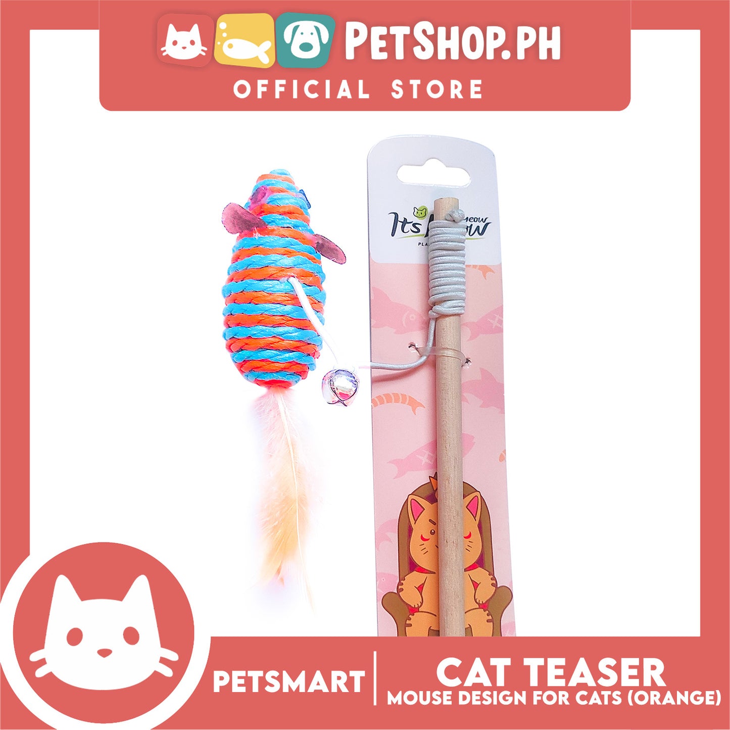 Pet Toy Cat Teaser Mouse Design (Orange)