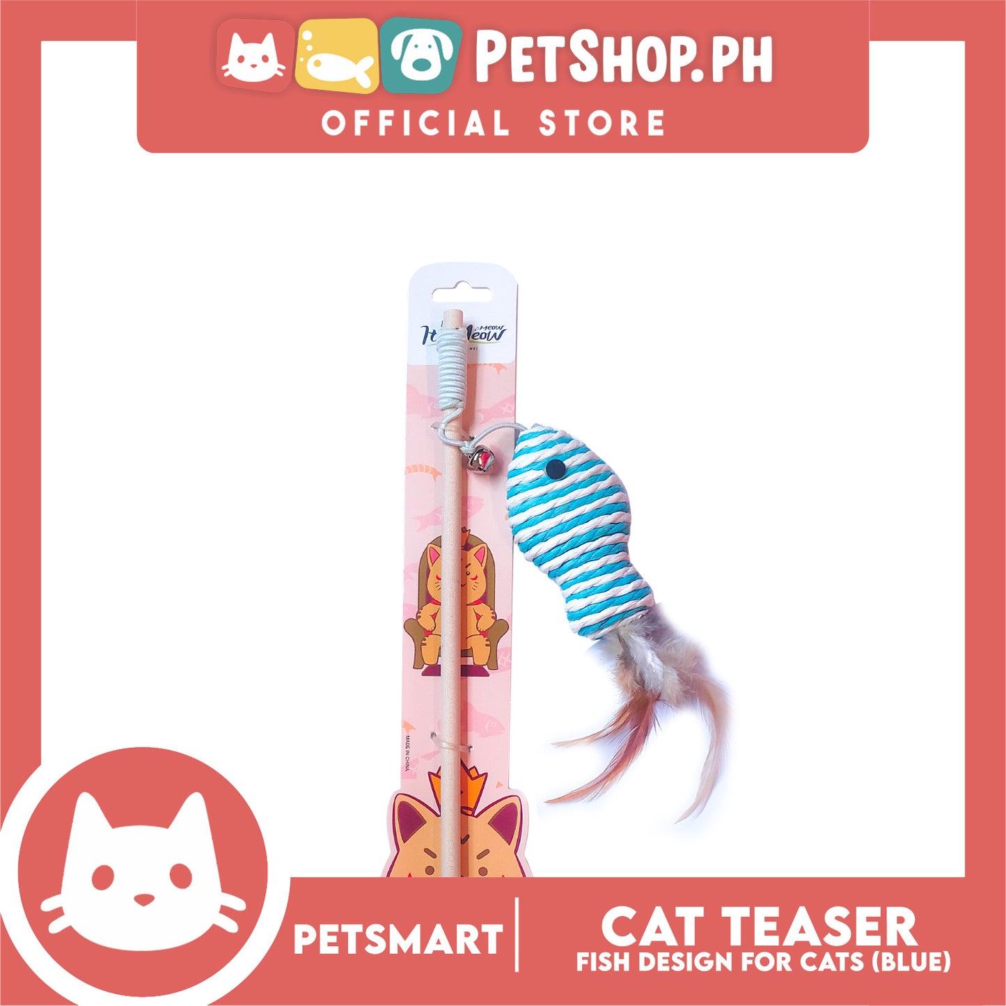 Pet Toy Cat Teaser Fish Design (Blue)