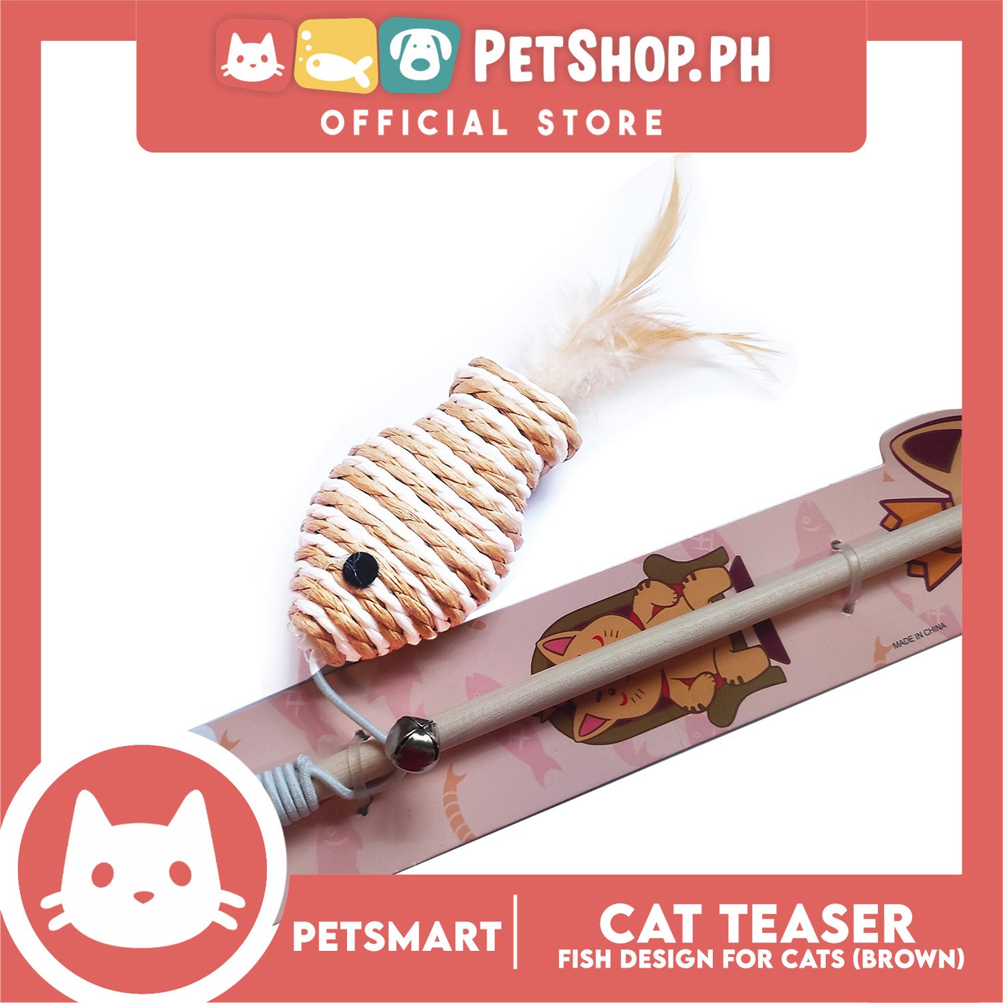 Pet Toy Cat Teaser Fish Design (Brown)