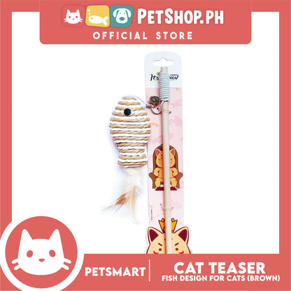 Pet Toy Cat Teaser Fish Design (Brown)