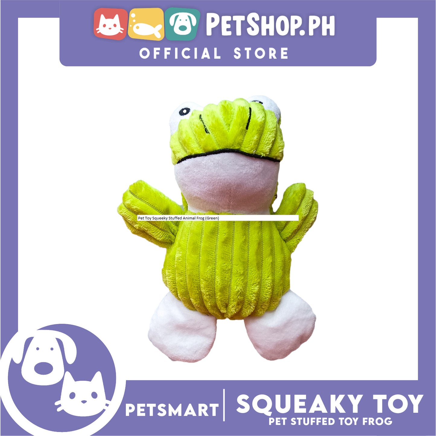 Pet Toy Squeeky Stuffed Animal Frog (Green)