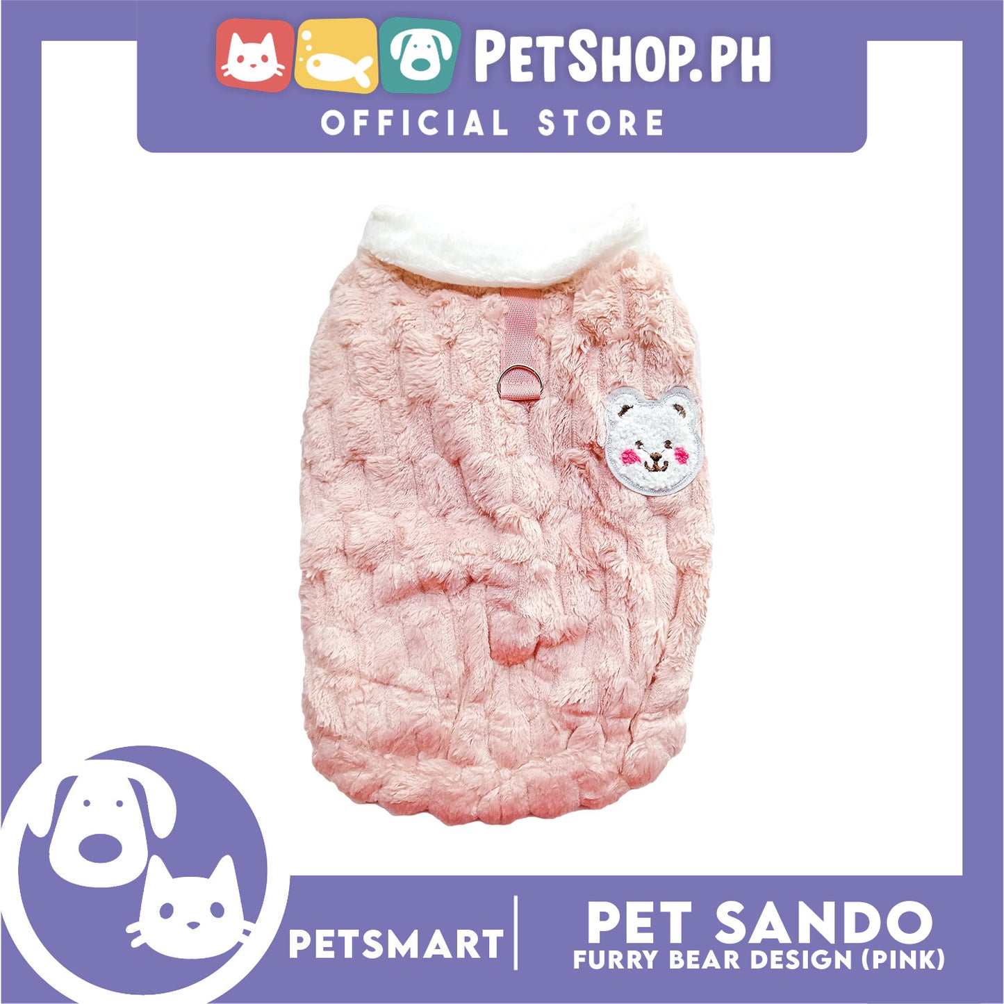 Pet Sando Furry Bear Design Pink (Large) For Cats and Dogs