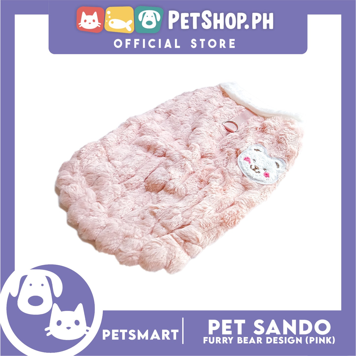 Pet Sando Furry Bear Design Pink (Large) For Cats and Dogs