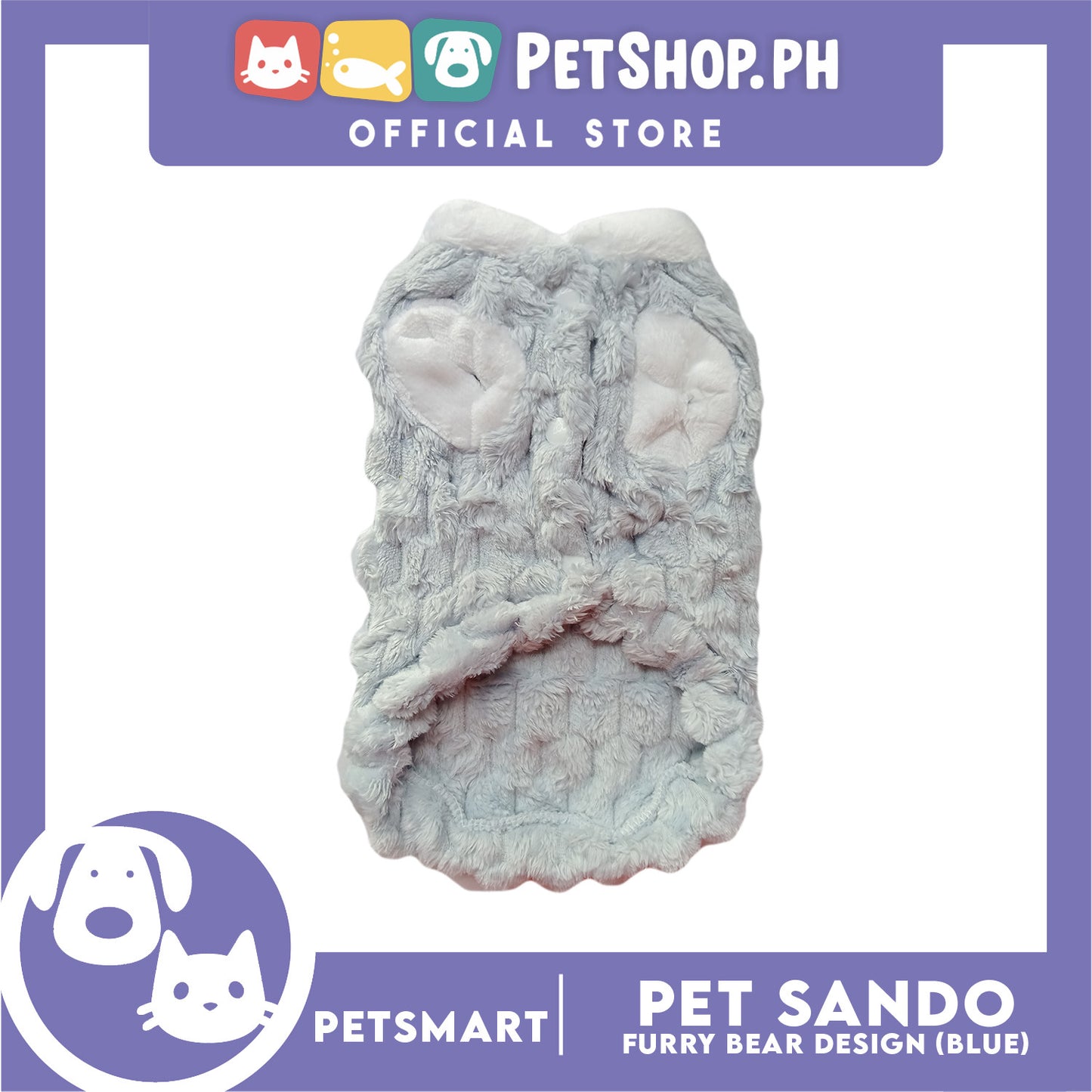 Pet Sando Furry Bear Design Blue (Medium) For Cats and Dogs