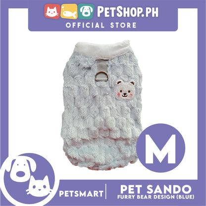 Pet Sando Furry Bear Design Blue (Medium) For Cats and Dogs
