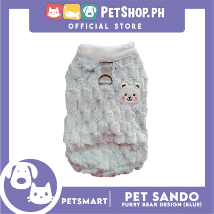 Pet Sando Furry Bear Design Blue (Medium) For Cats and Dogs